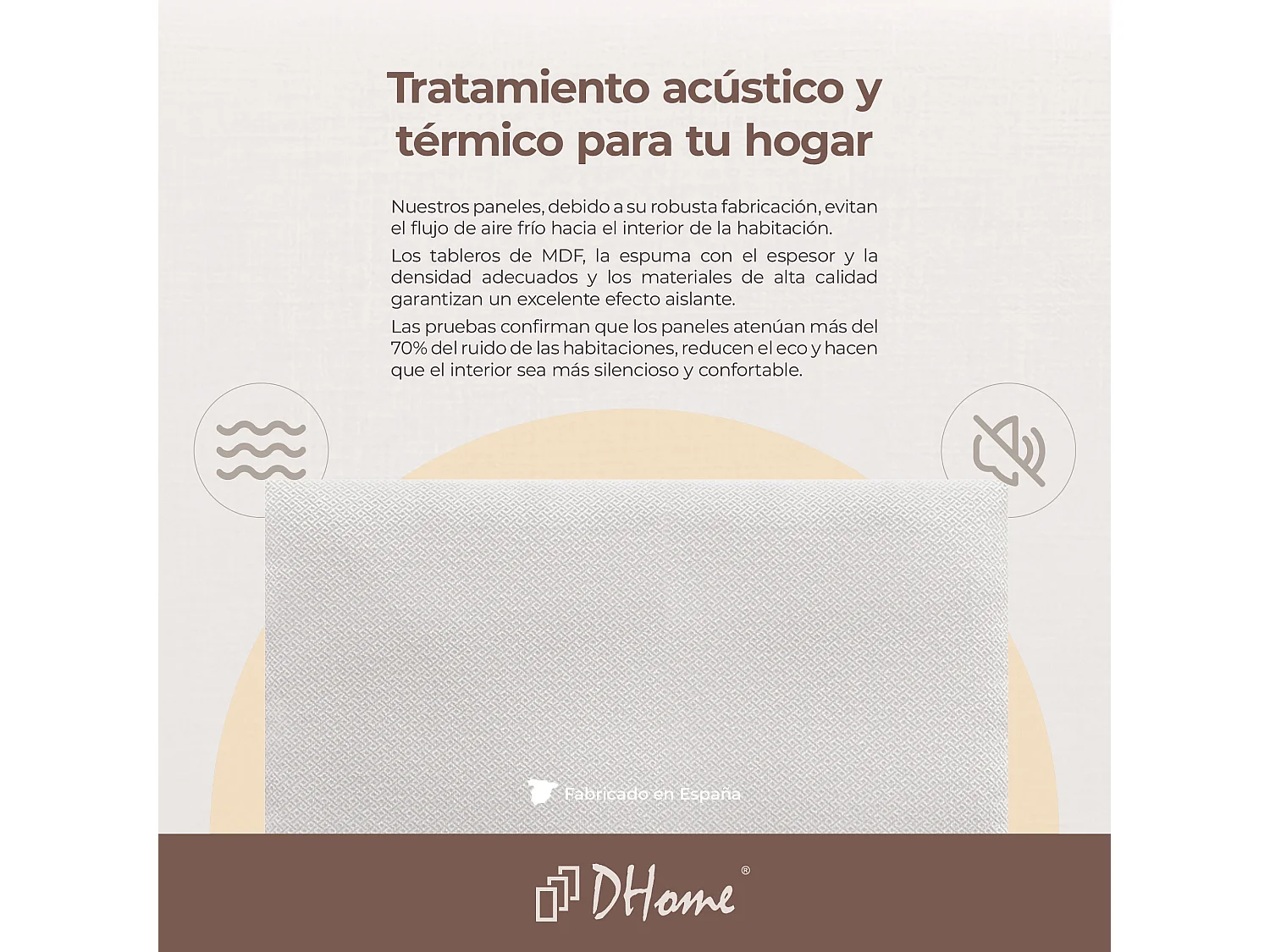 DHOME Conjunto de 6 Painéis Estofados em Tecido de Luxo Pack Autoadesivo para Parede Absorvente Acústico e Protetor (Silver Nacar, 50x30cm, x6)