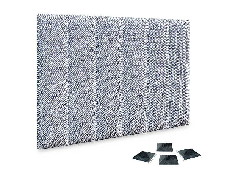 DHOME Ensemble de 6 Panneaux Tapissés en Tissu de Luxe Pack Autoadhésif pour Mur Acoustique Absorbant et Protecteur (Épis bleus, 60x30cm, x6)