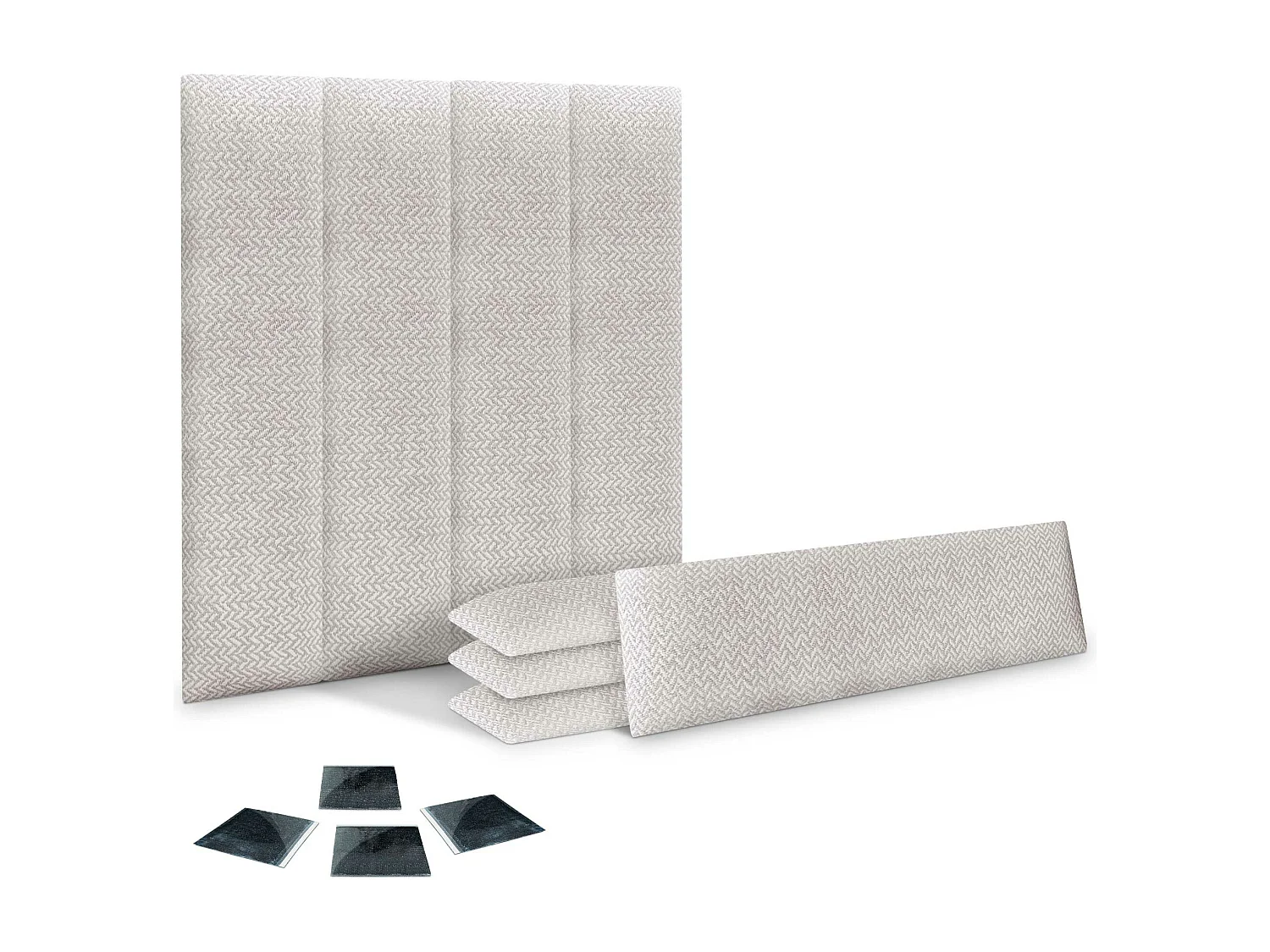 DHOME Conjunto de 8 Painéis Estofados em Tecido de Luxo Pack Autoadesivo para Parede Absorvente Acústico e Protetor (Espigas bege, 60x20cm, x8)