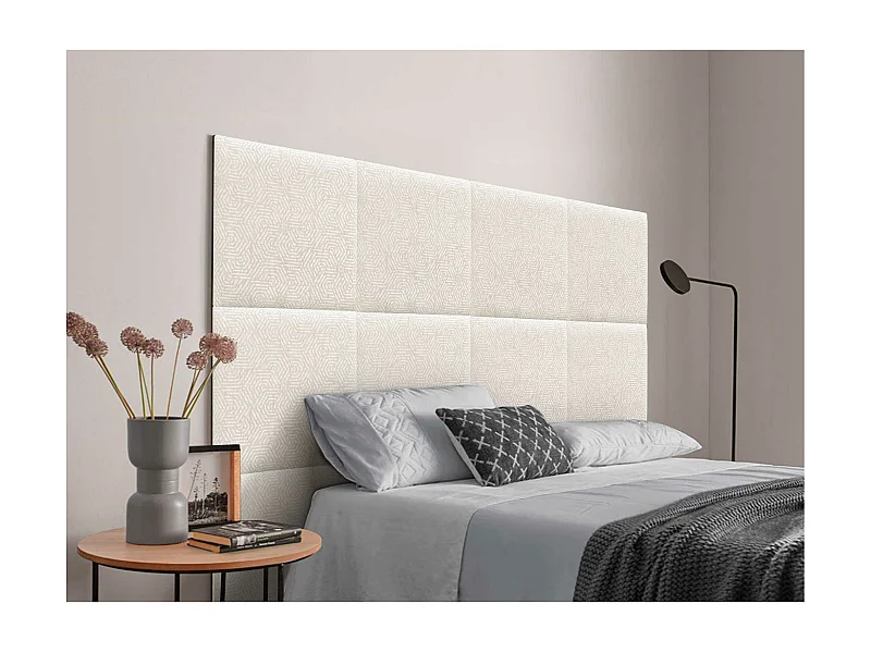 DHOME Tête de Lit Rembourrée Composée de Panneaux Autoadhésifs Interchangeables Série Luxury Edition Lit de Luxe Chambre (Ethnic White, 160cm)