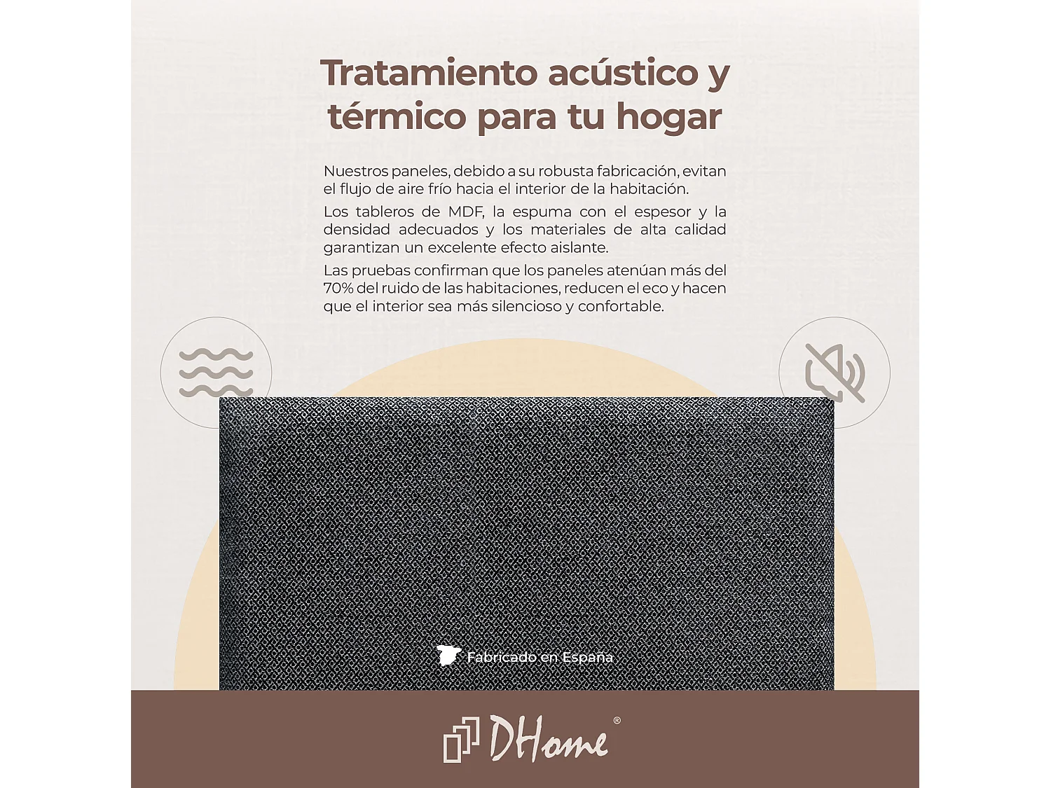 DHOME Panneaux Tapissés Exclusifs Série Luxury Edition Autoadhésifs pour Mur Acoustiques Absorbants Protection Chocs (Silver Ebony, 60x20cm)