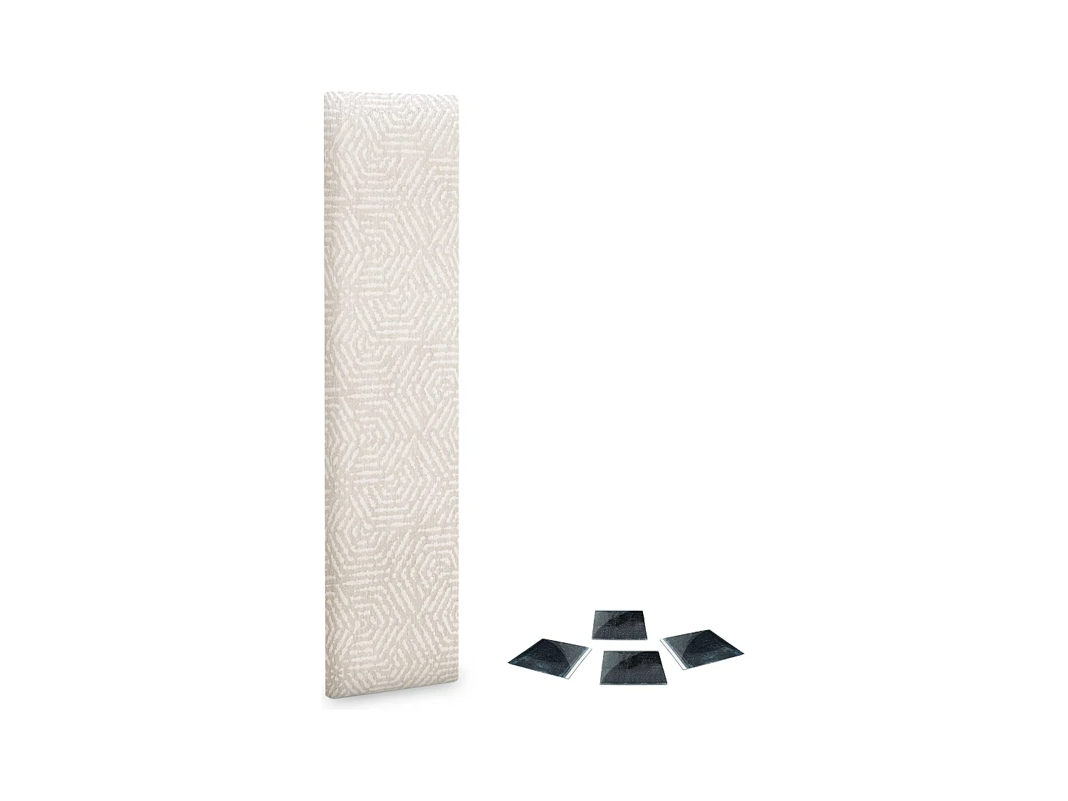 DHOME Ensemble de 1 Panneaux Tapissés en Tissu de Luxe Pack Autoadhésif pour Mur Acoustique Absorbant et Protecteur (Ethnic White, 60x20cm, x1)