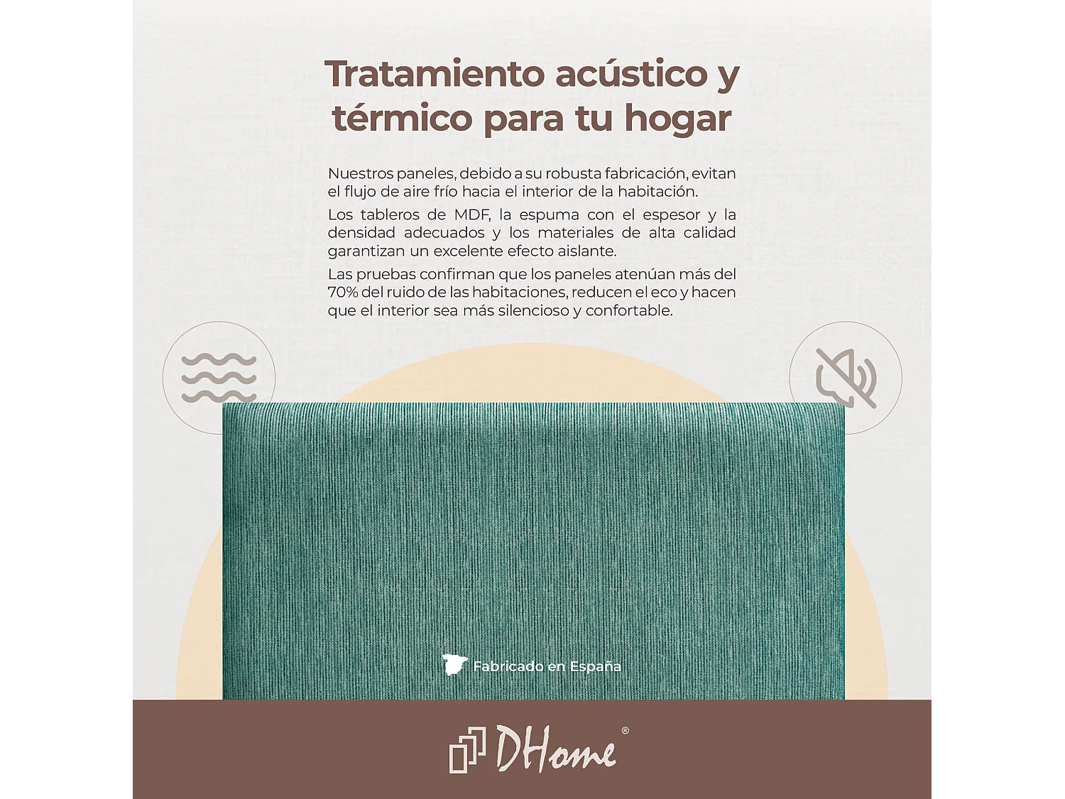 DHOME Panneaux Tapissés Exclusifs Série Luxury Edition Autoadhésifs pour Mur Acoustiques Absorbants Protection Chocs (Lineal Green, 60x50cm)