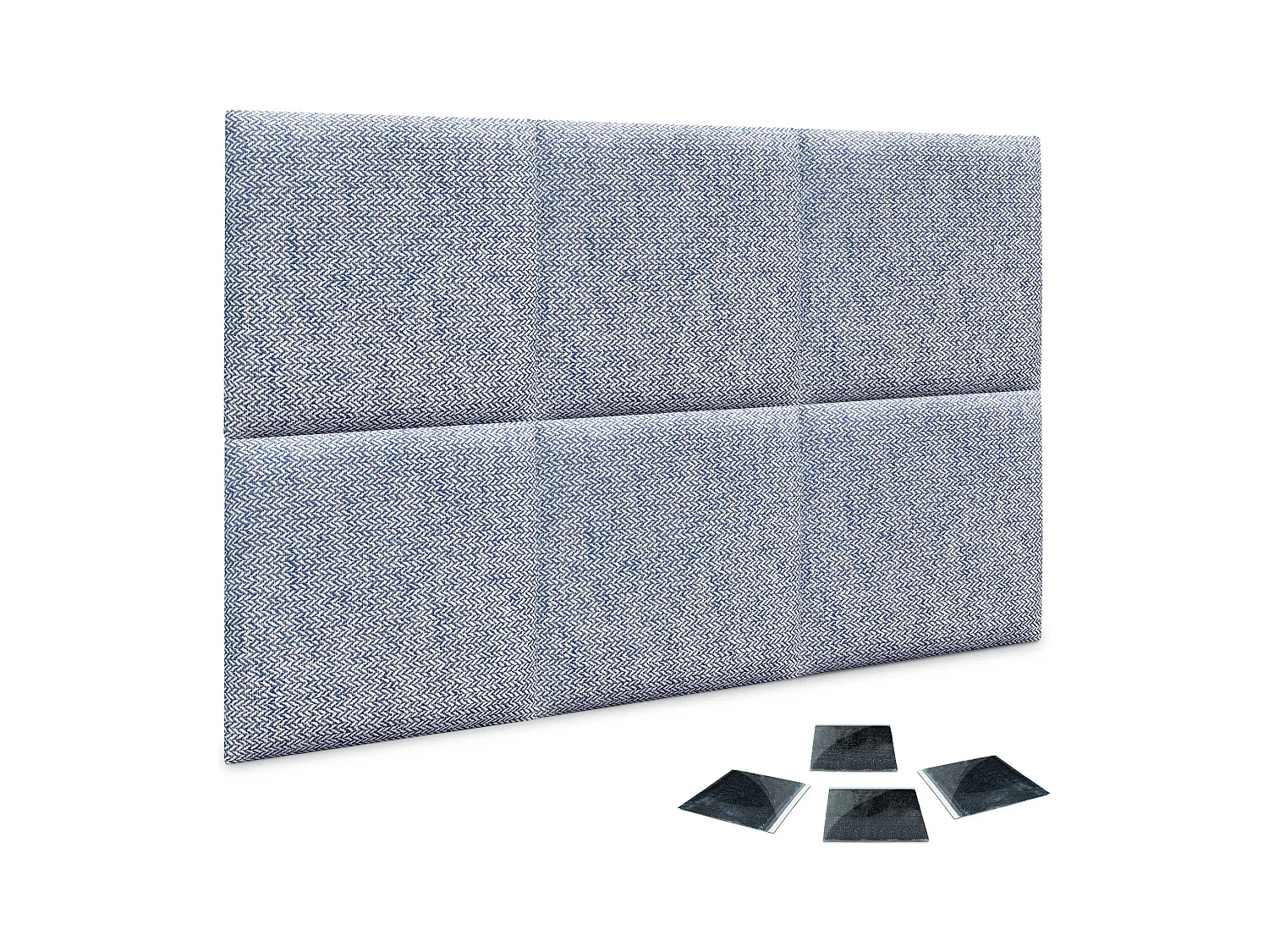 DHOME Set aus 6 luxuriös gepolsterte Paneele aus Stoff, Selbstklebende Akustik-Wandpaneele, schallabsorbierend, schützend (Ähren Blau, 50x30cm, x6)