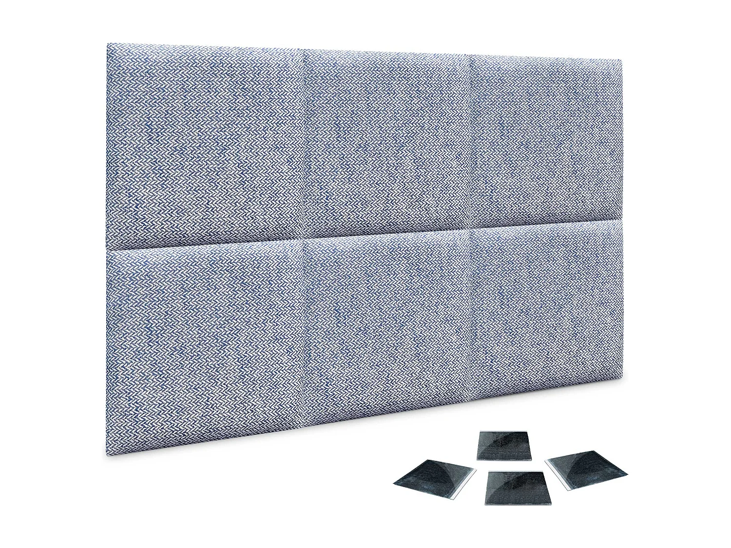 DHOME Ensemble de 6 Panneaux Tapissés en Tissu de Luxe Pack Autoadhésif pour Mur Acoustique Absorbant et Protecteur (Épis bleus, 50x30cm, x6)