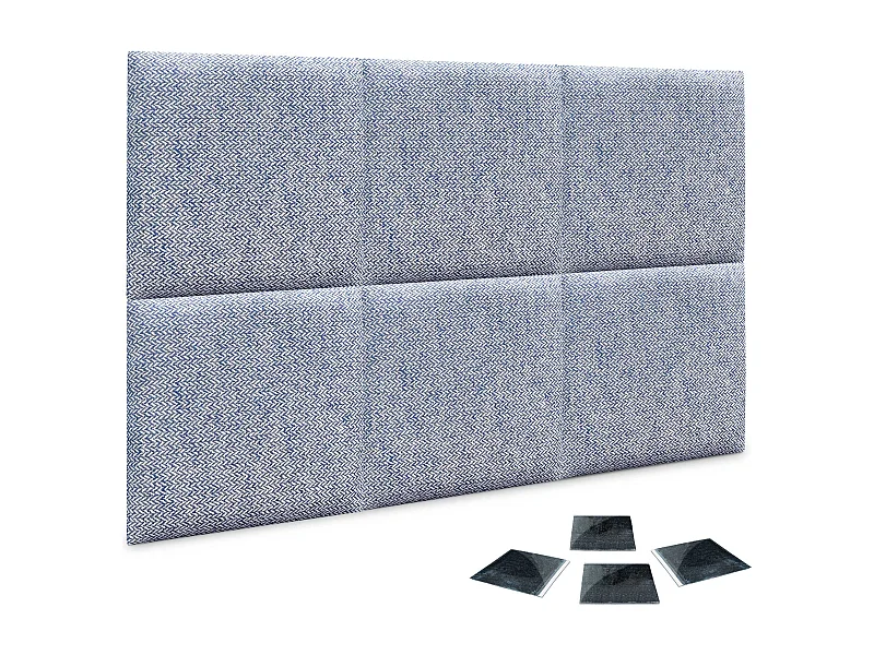 DHOME Set di 6 Pannelli Imbottiti in Tessuto di Lusso Pacchetto Autoadesivo per Pareti Assorbente Acustico e Protettivo (Spighe blu, 50x30cm, x6)