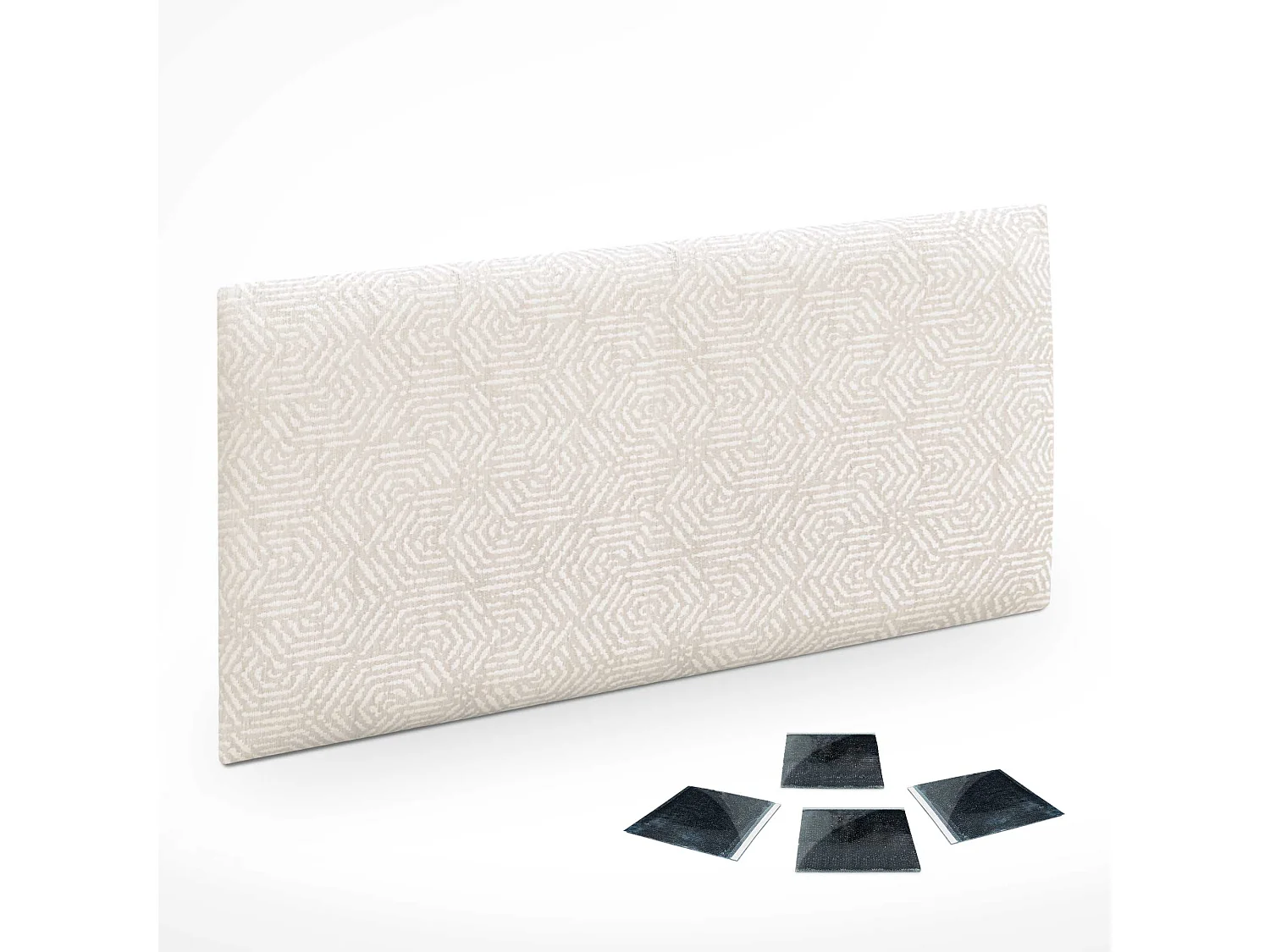 DHOME Set aus 1 luxuriös gepolstertes Paneel aus Stoff, Selbstklebendes Akustik-Wandpaneel, schallabsorbierend, schützend (Ethnic White, 50x50cm, x1)