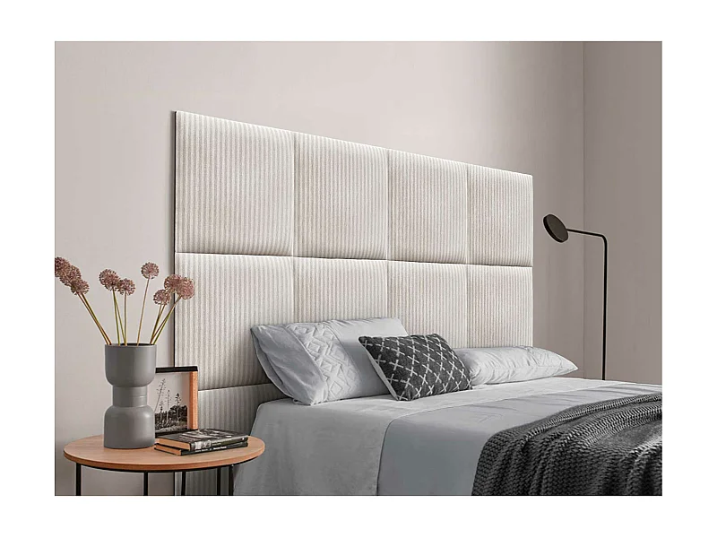 DHOME Gepolstertes Kopfteil aus austauschbaren selbstklebenden Paneelen Luxury Edition Serie Luxusbett Schlafzimmer (Cream, 220cm)