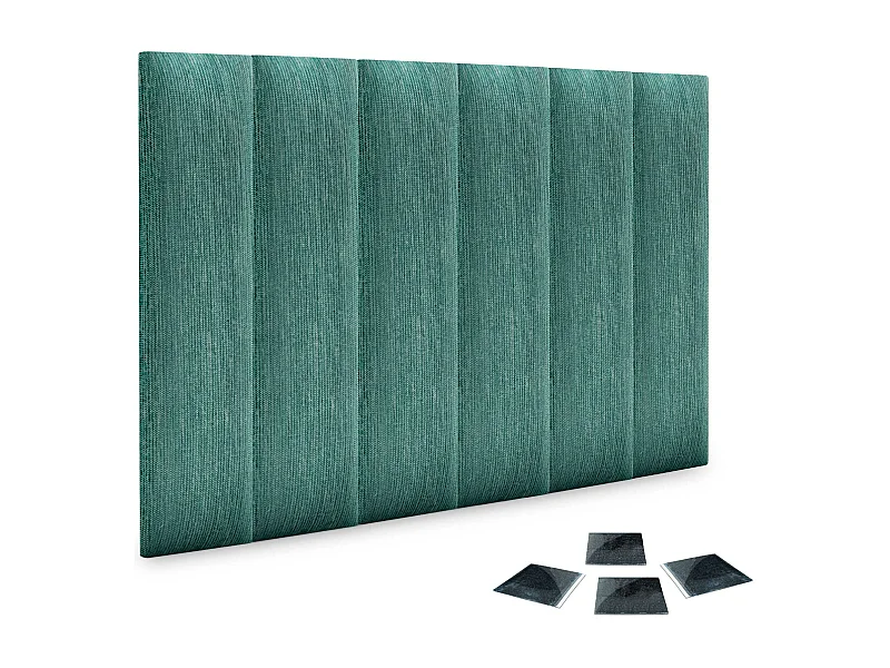 DHOME Set aus 6 luxuriös gepolsterte Paneele aus Stoff, Selbstklebende Akustik-Wandpaneele, schallabsorbierend, schützend (Lineal Green, 60x20cm, x6)