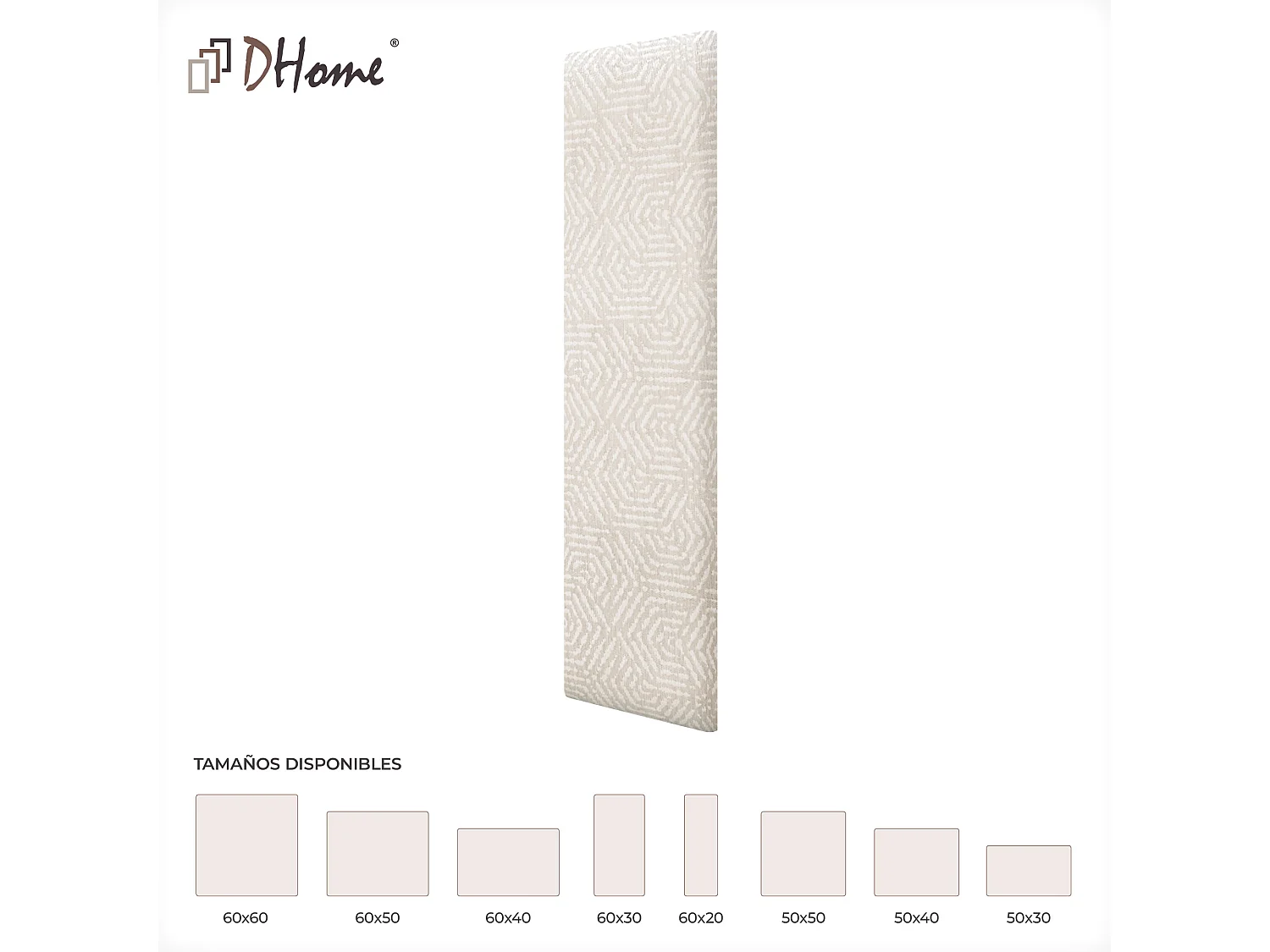 DHOME Panneaux Tapissés Exclusifs Série Luxury Edition Autoadhésifs pour Mur Acoustiques Absorbants Protection Chocs (Ethnic White, 60x20cm)