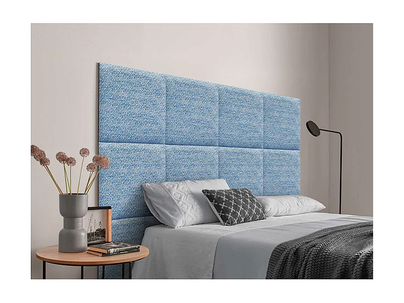 DHOME Tête de Lit Rembourrée Composée de Panneaux Autoadhésifs Interchangeables Série Luxury Edition Lit de Luxe Chambre (Ethnic Blue, 105cm)