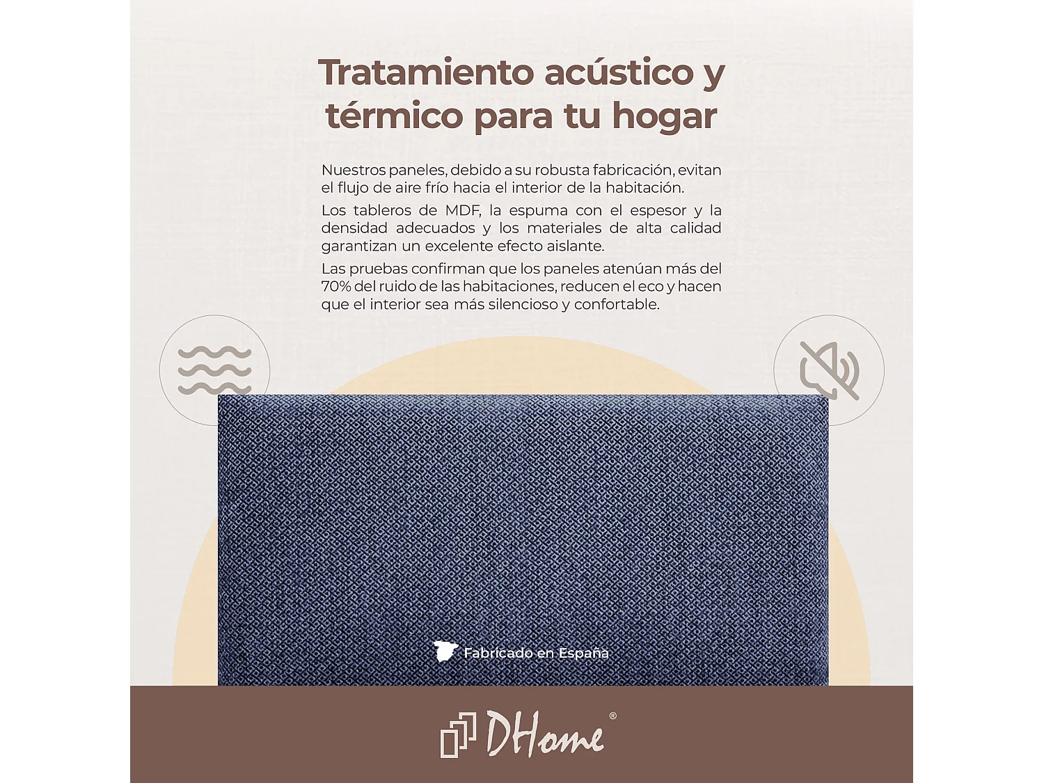 DHOME Panneaux Tapissés Exclusifs Série Luxury Edition Autoadhésifs pour Mur Acoustiques Absorbants Protection Chocs (Silver Marine, 60x20cm)