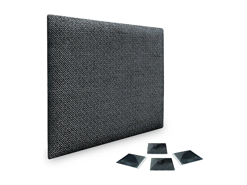 DHOME Ensemble de 1 Panneaux Tapissés en Tissu de Luxe Pack Autoadhésif pour Mur Acoustique Absorbant et Protecteur (Silver Ebony, 60x40cm, x1)