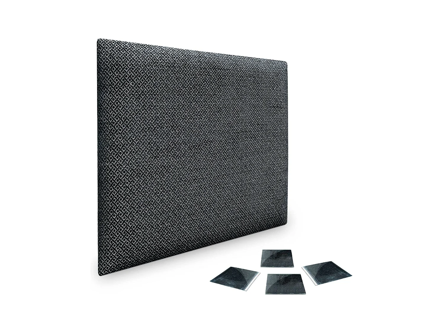 DHOME Ensemble de 1 Panneaux Tapissés en Tissu de Luxe Pack Autoadhésif pour Mur Acoustique Absorbant et Protecteur (Silver Ebony, 60x40cm, x1)