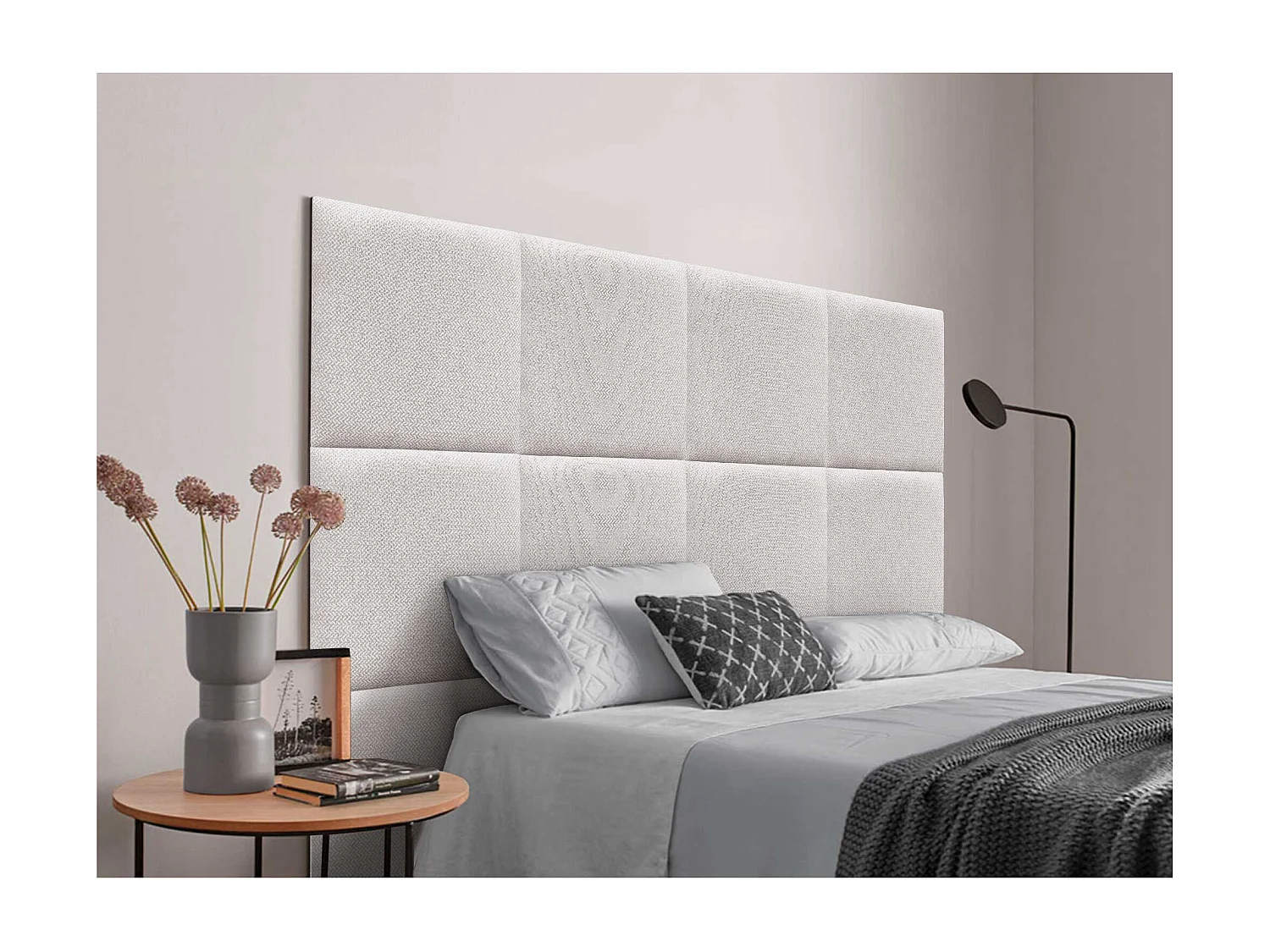 DHOME Tête de Lit Rembourrée Composée de Panneaux Autoadhésifs Interchangeables Série Luxury Edition Lit de Luxe Chambre (Épis Beige, 145cm)