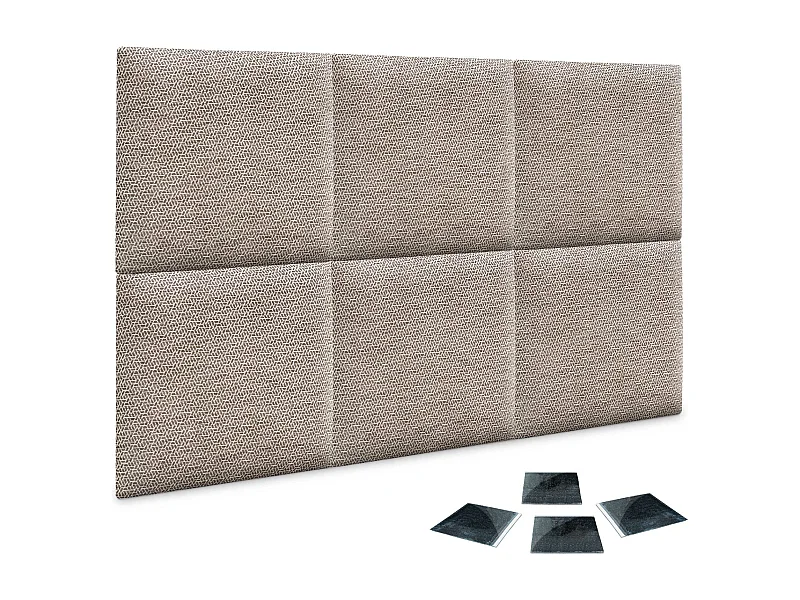 DHOME Set van 6 Luxe Stoffen Zelfklevende Gestoffeerde Panelen voor Muur, Geluidsabsorberend en Beschermend (Ethnic Brown, 50x30cm, x6)
