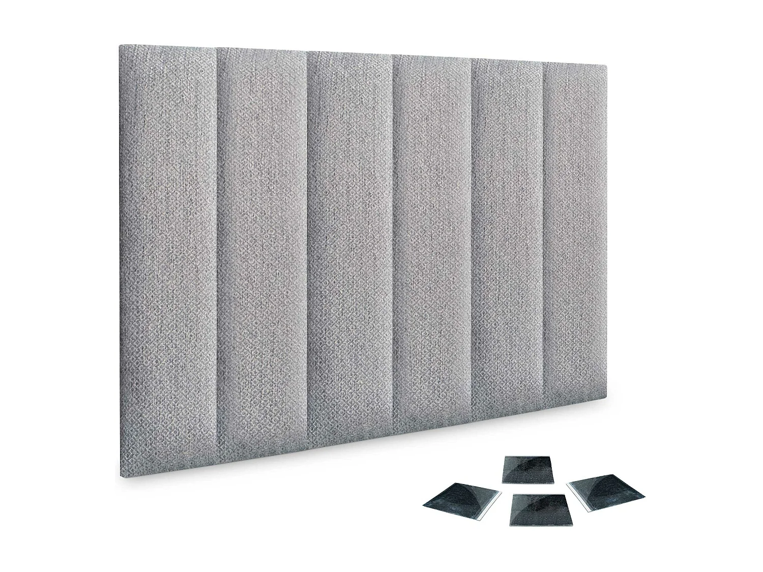 DHOME Set di 6 Pannelli Imbottiti in Tessuto di Lusso Pacchetto Autoadesivo per Pareti Assorbente Acustico e Protettivo (Silver Grey, 60x20cm, x6)