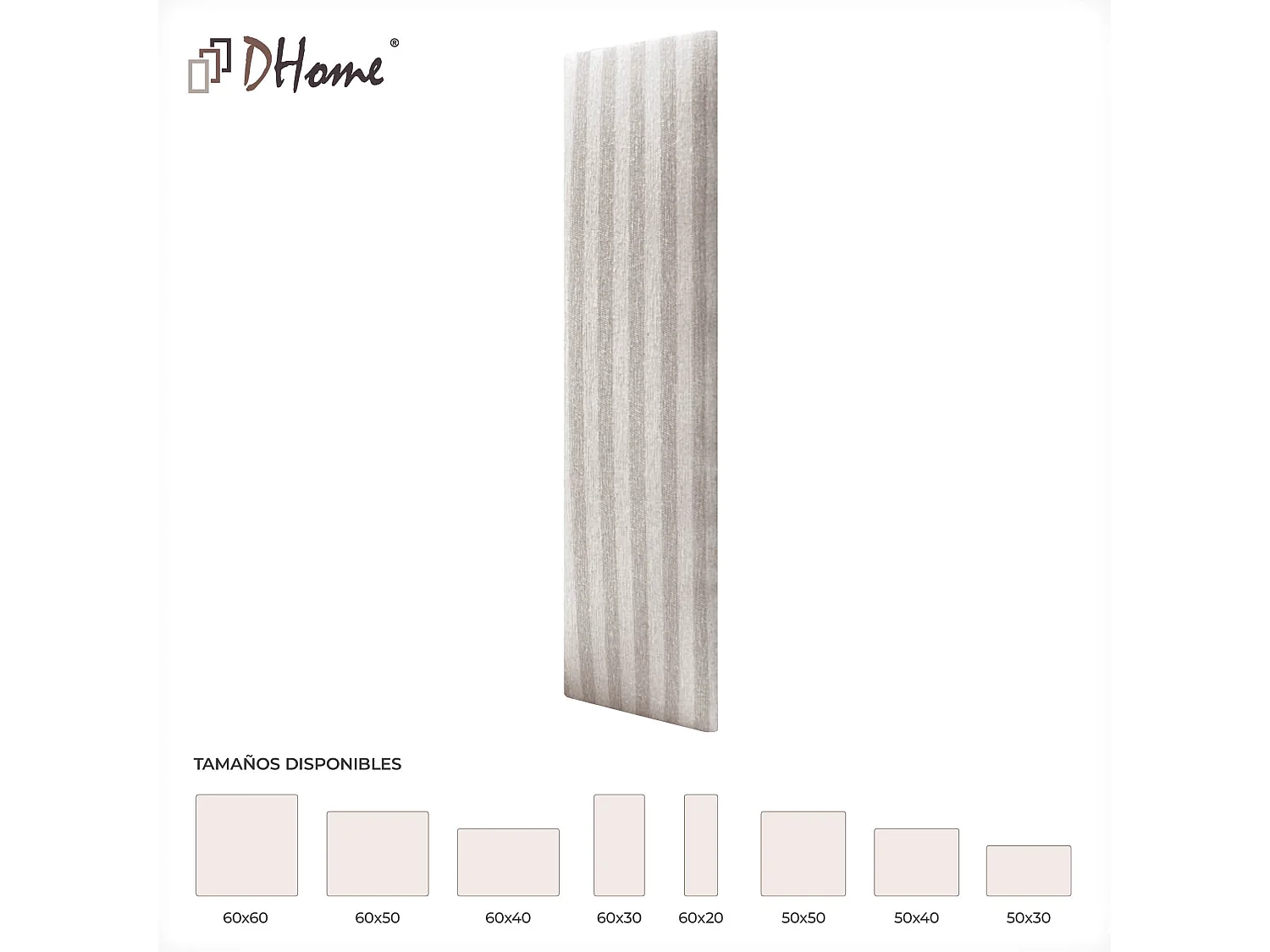 DHOME Ensemble de 1 Panneaux Tapissés en Tissu de Luxe Pack Autoadhésif pour Mur Acoustique Absorbant et Protecteur (Cream, 60x20cm, x1)