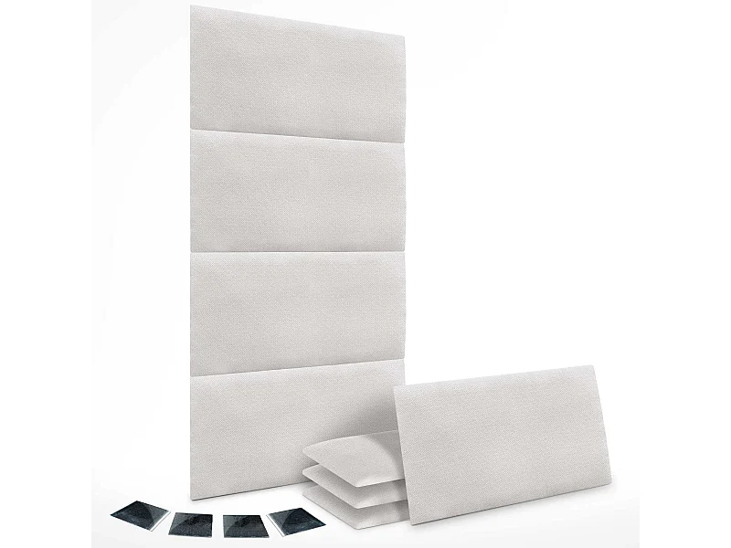 DHOME Ensemble de 8 Panneaux Tapissés en Tissu de Luxe Pack Autoadhésif pour Mur Acoustique Absorbant et Protecteur (Silver Nacar, 60x50cm, x8)