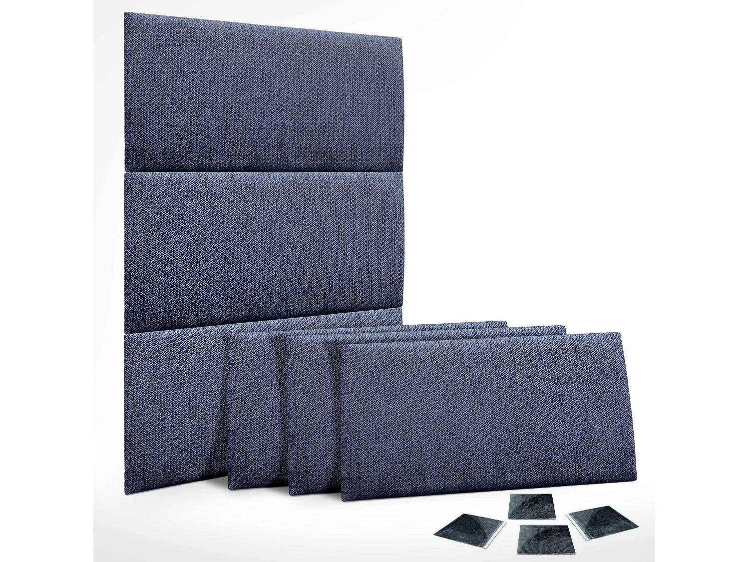 DHOME Ensemble de 6 Panneaux Tapissés en Tissu de Luxe Pack Autoadhésif pour Mur Acoustique Absorbant et Protecteur (Silver Marine, 60x60cm, x6)