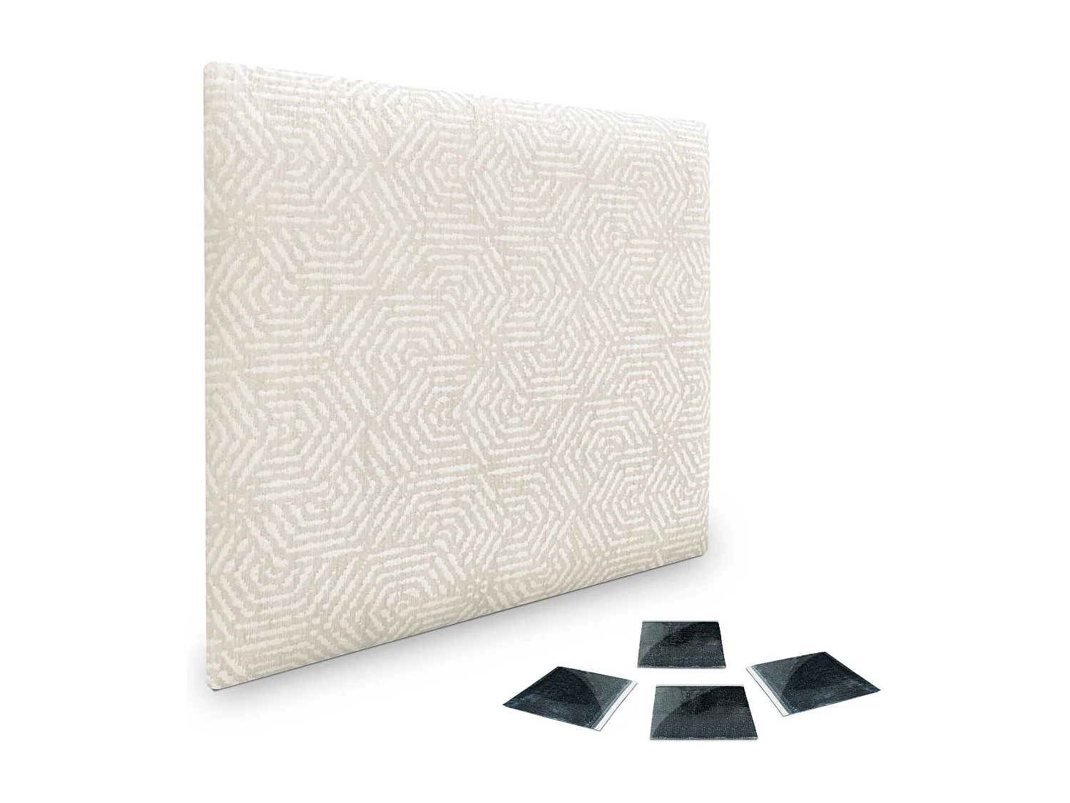 DHOME Set van 1 Luxe Stoffen Zelfklevend Gestoffeerd Paneel voor Muur, Geluidsabsorberend en Beschermend (Ethnic White, 60x40cm, x1)