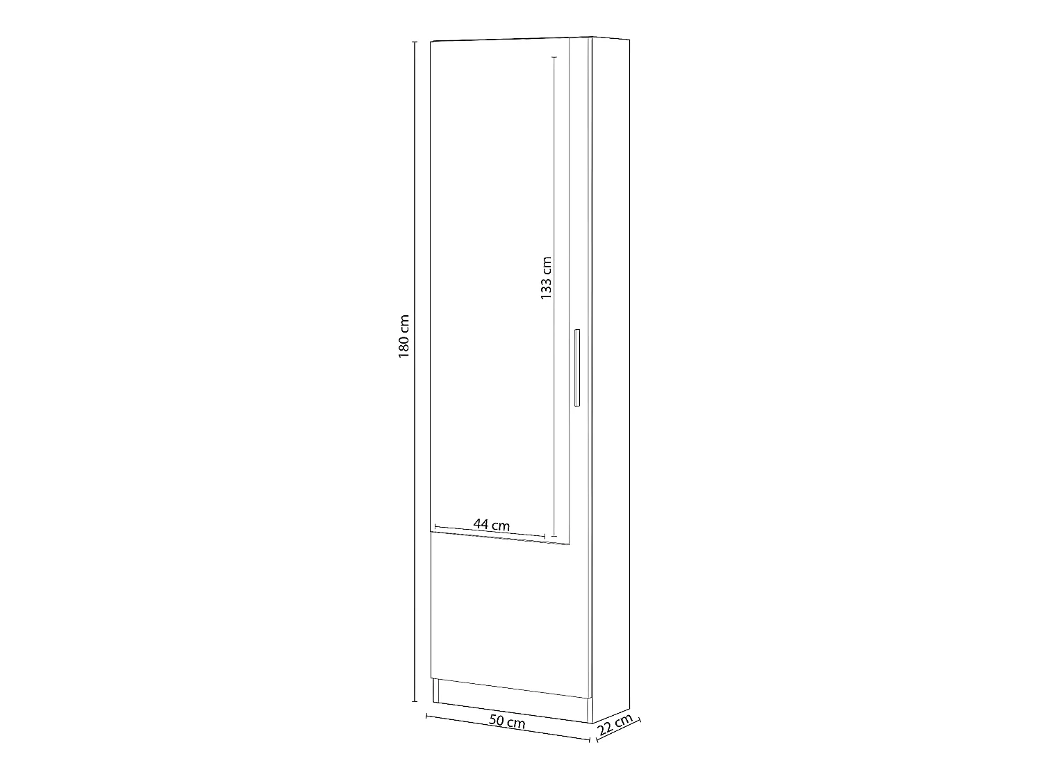 Étagère à chaussures avec miroir d'entrée coloris chêne canadien - Hauteur 180 x Longueur 50 x Profondeur 22 cm