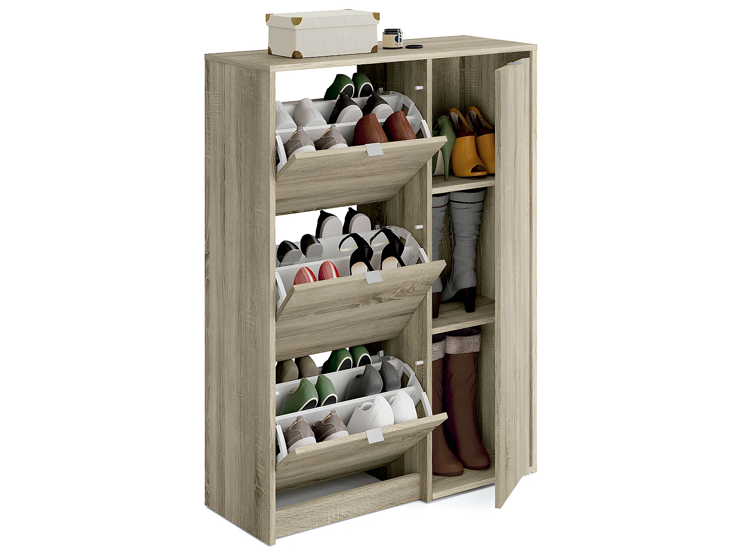 Meuble à chaussures coloris Cambrian - Hauteur 122 x Longueur 85 x Profondeur 37 cm
