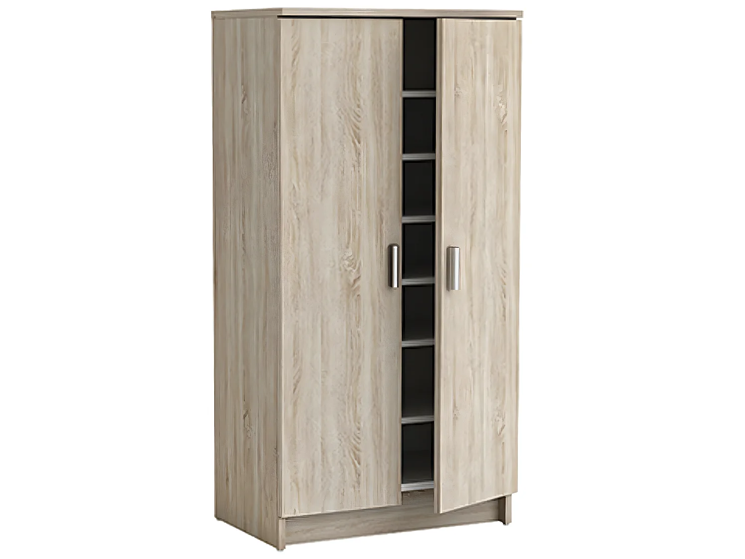 Armoire à chaussures en panneaux de particule, chêne brosse - Dim : 54,6 x 108,4 x 35,3 cm