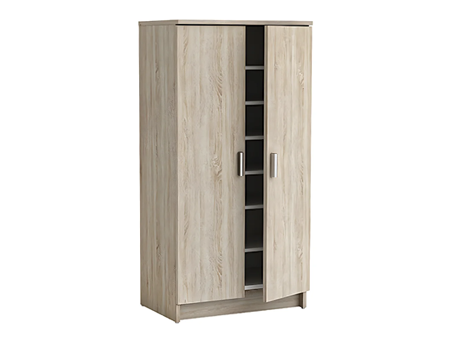 Armoire à chaussures en panneaux de particule, chêne brosse - Dim : 54,6 x 108,4 x 35,3 cm