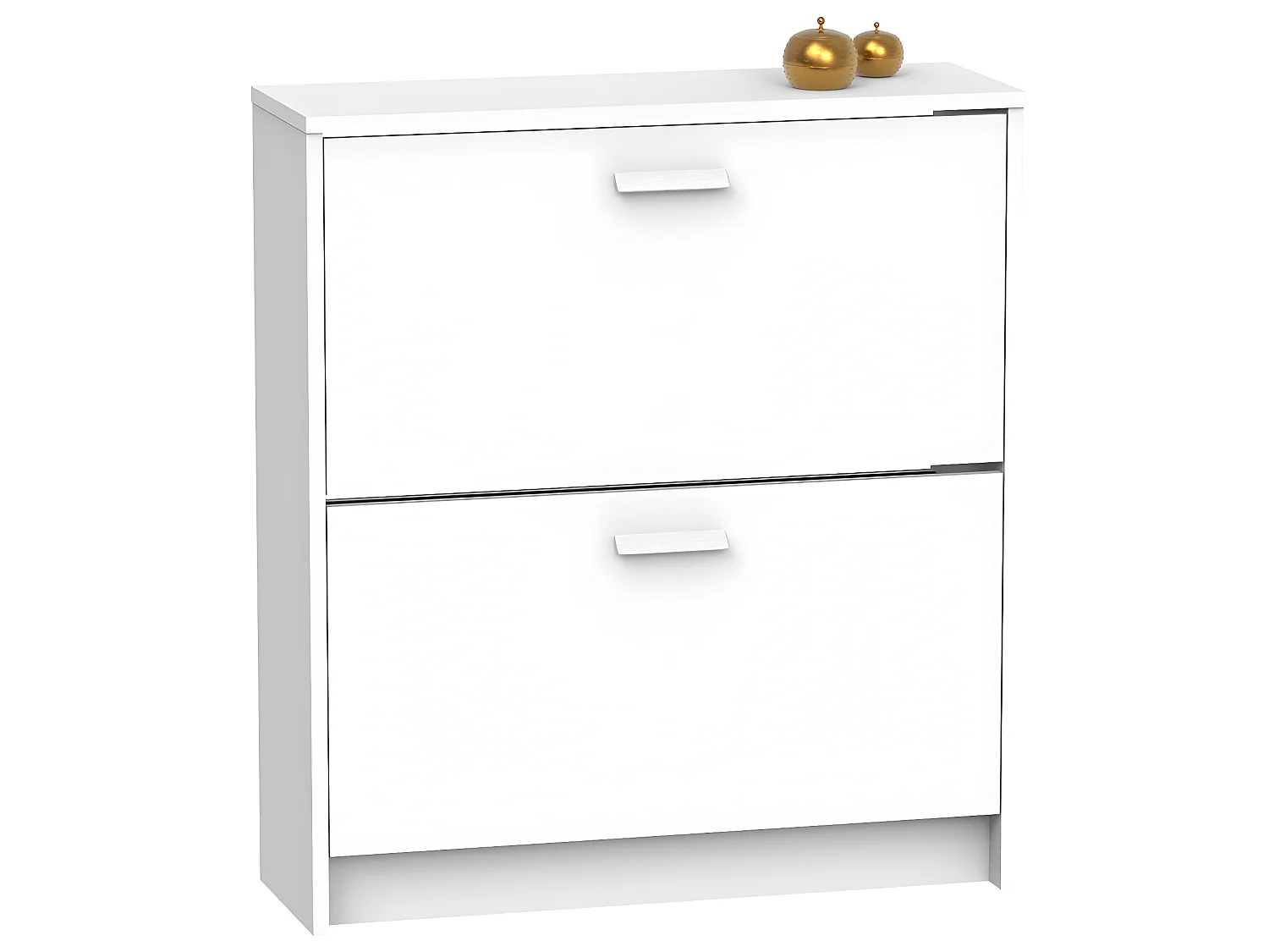 Commode Meuble à chaussures 2 portes coloris blanc - Hauteur 82 x Longueur 74 x Profondeur 25 cm