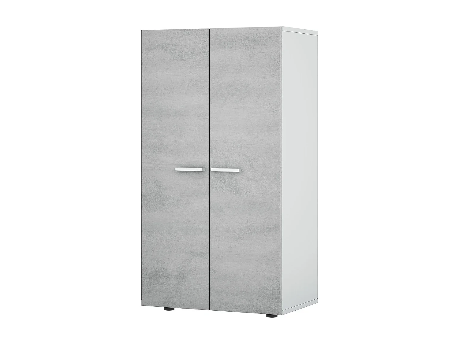 Meuble à chaussures 2 portes coloris Blanc / Ciment en mélamine - Dim: 103 x 55 x 36 cm