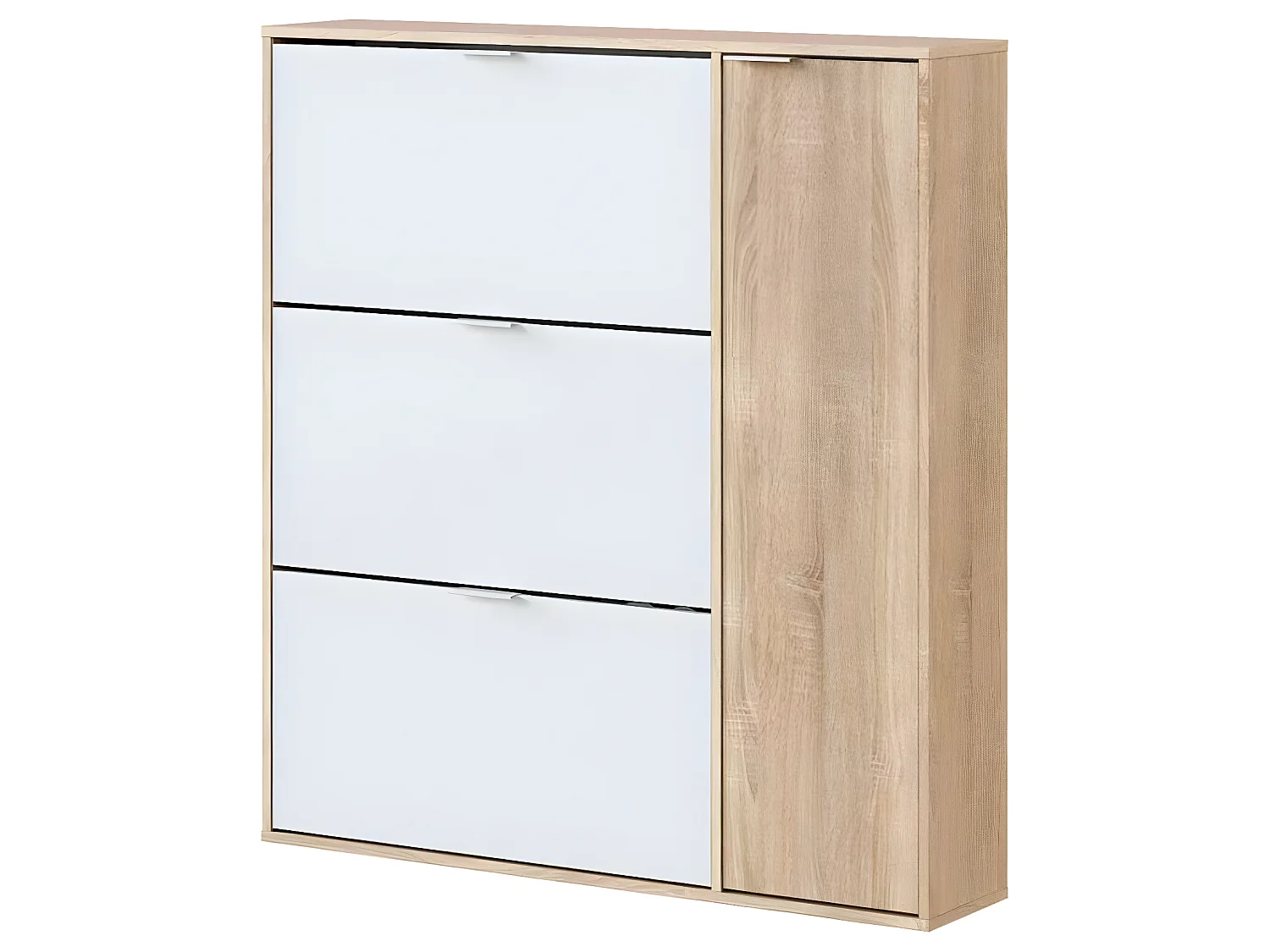 Meuble Commode à Chaussures En Bois De 3 Portes Coloris Chêne -Hauteur