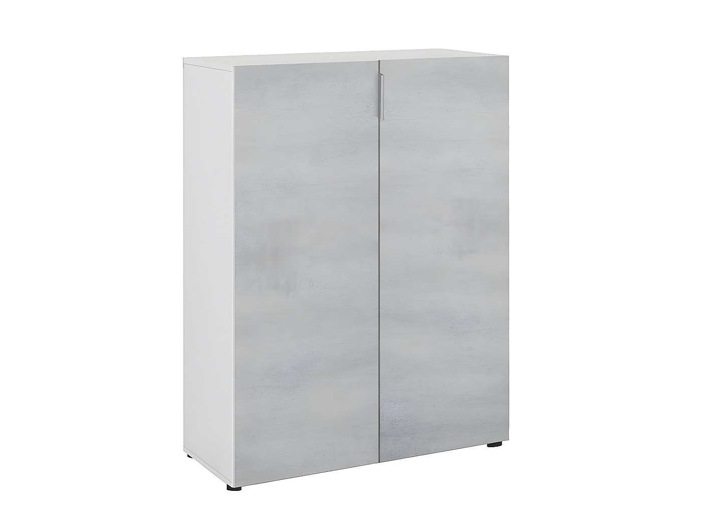 Meuble à Chaussures 2 Portes PEGANE - Blanc Et Ciment, Rangement 20-24 Paires