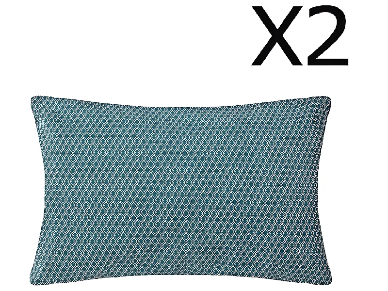 Lot de 2 Coussins bleu canard déhoussable - 30 x 50 cm