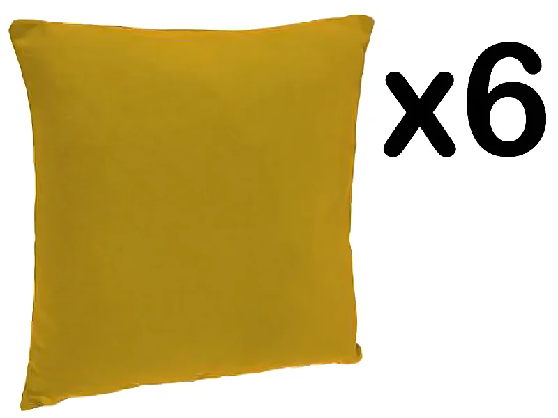 Lot de 6 coussins déhoussables coloris ocre - Dim : 40 x 40 cm