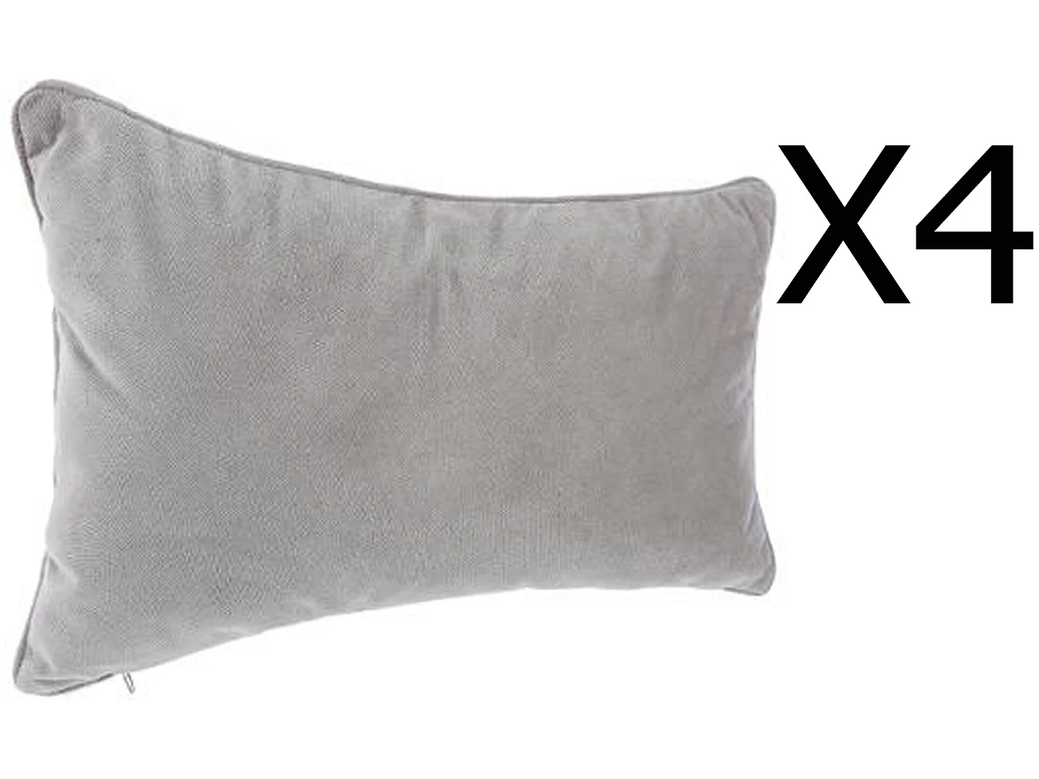 Lot de 4 coussins rectangulaires 100% polyester coloris gris clair - Dim : L.50 x l.30 cm