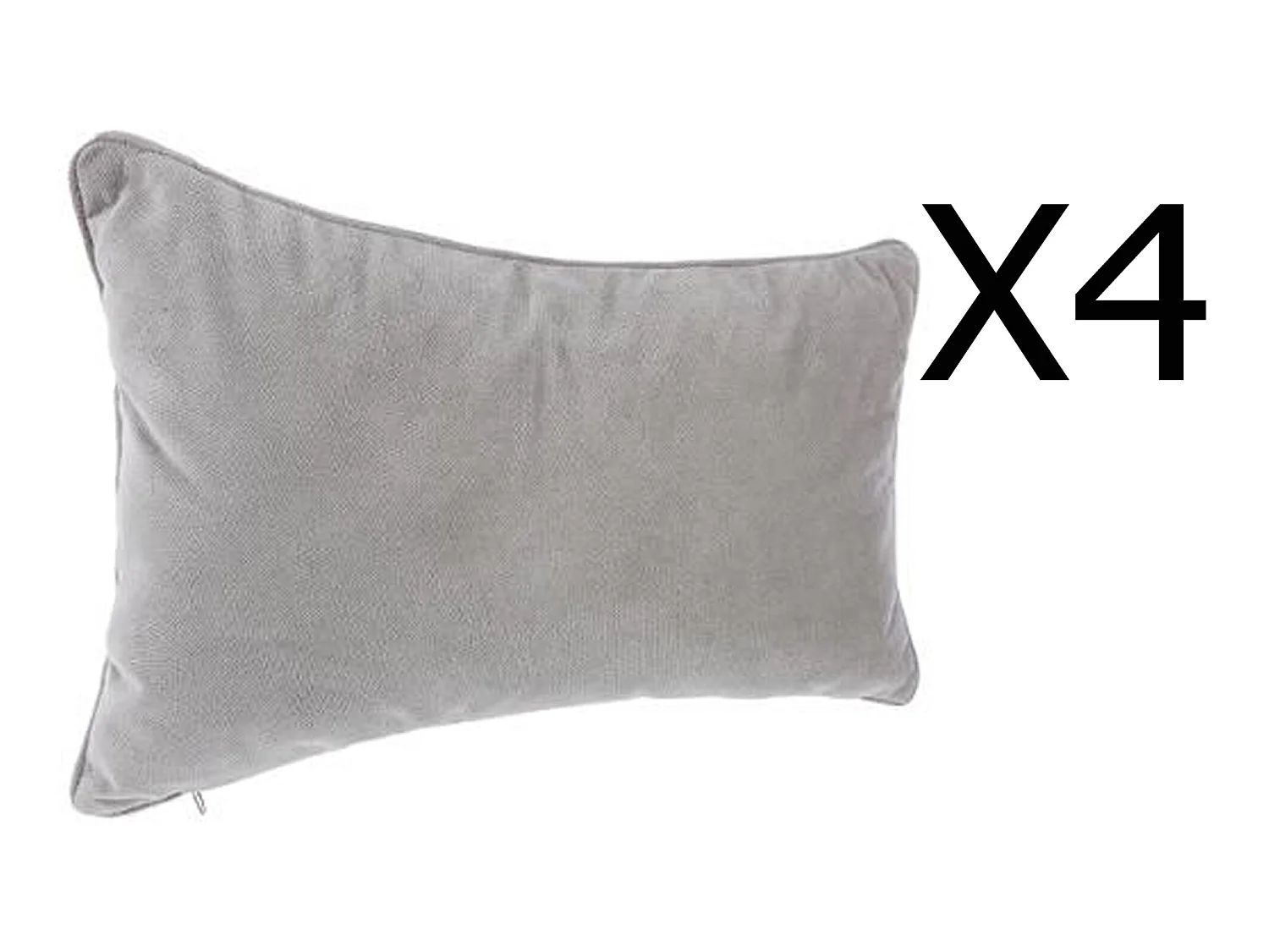 Lot de 4 coussins rectangulaires 100% polyester coloris gris clair - Dim : L.50 x l.30 cm