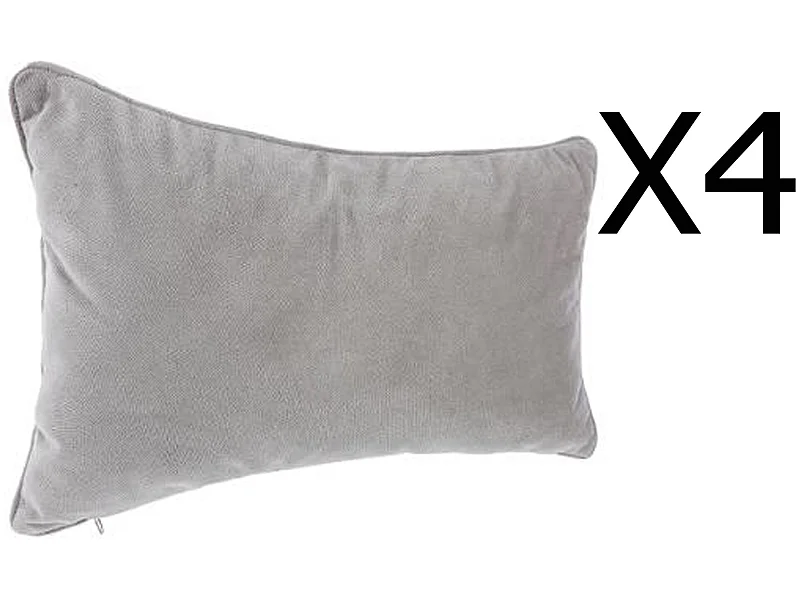 Lot de 4 coussins rectangulaires 100% polyester coloris gris clair - Dim : L.50 x l.30 cm