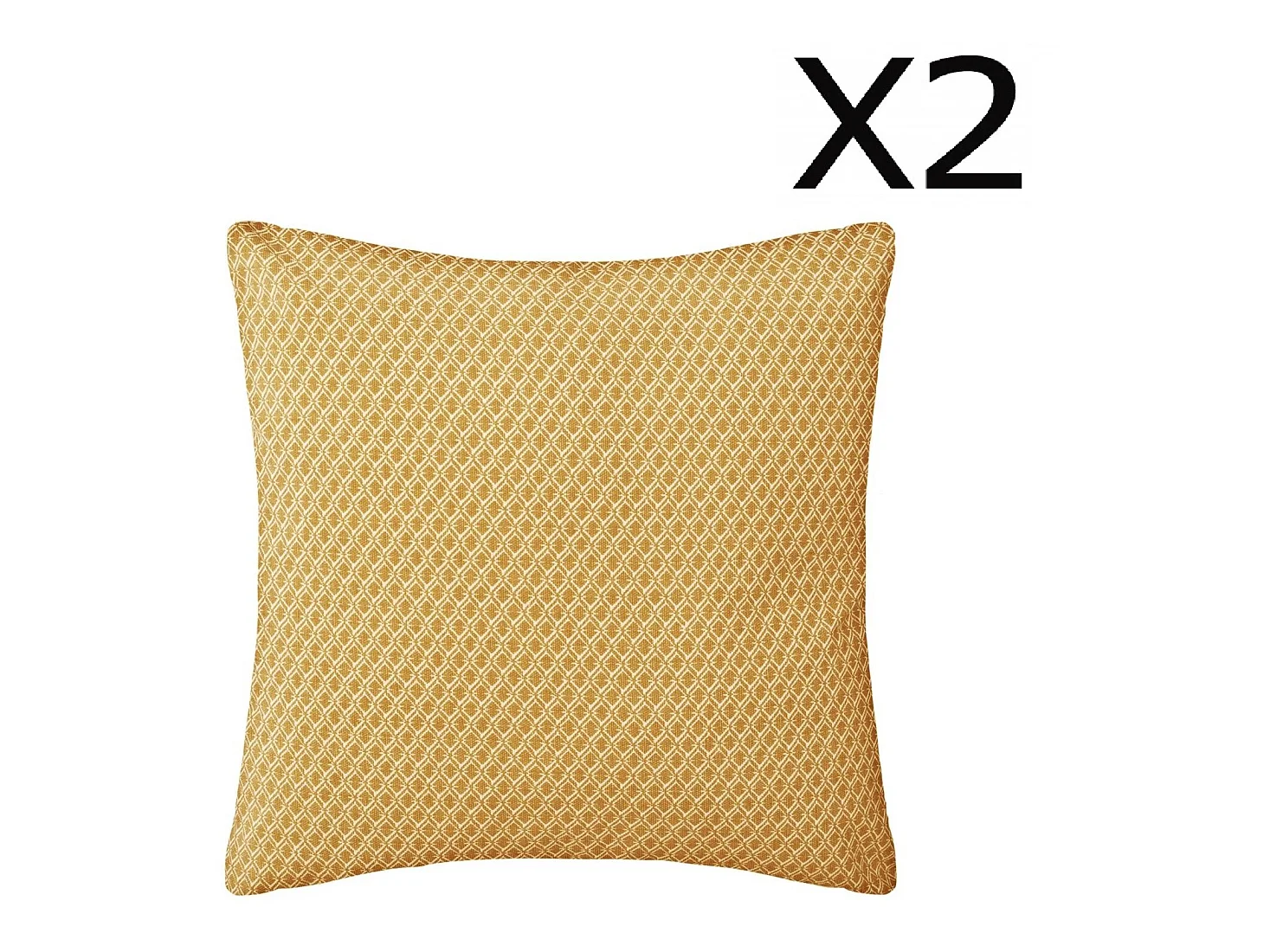 Lot de 2 Coussins ocre déhoussable - 38 x 38 cm