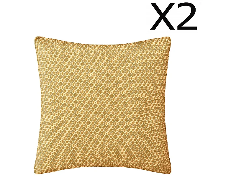Lot de 2 Coussins ocre déhoussable - 38 x 38 cm