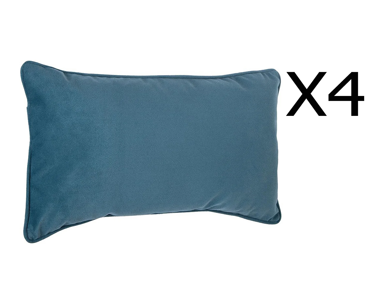 Lot de 4 coussins rectangulaires 100% polyester coloris bleu - Dim : L.50 x l.30 cm