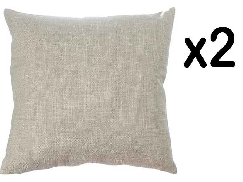 Lot de 2 coussins carrés en Polyester coloris beige - Dim : L40 x l40 cm