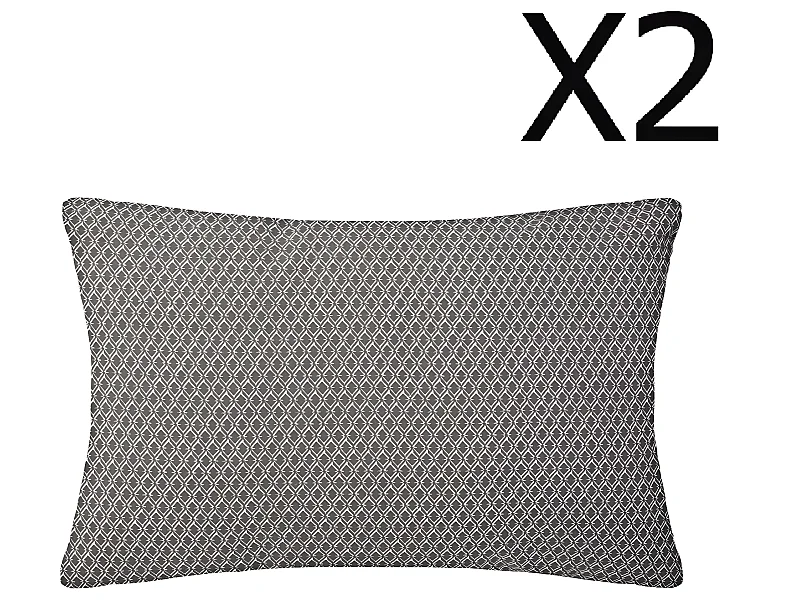 Lot de 2 Coussins gris déhoussable - 30 x 50 cm
