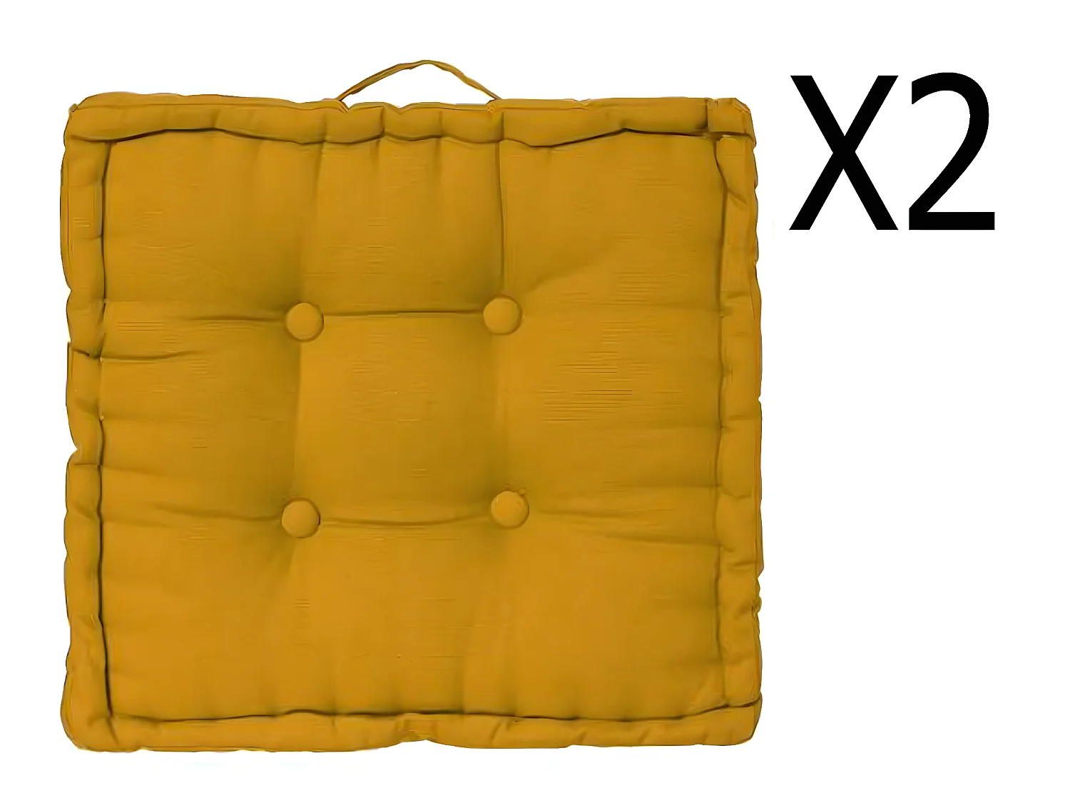 Lot de 2 coussins de sol en coton, coloris ocre - Dim : L 40 x l 40 x H 8 cm