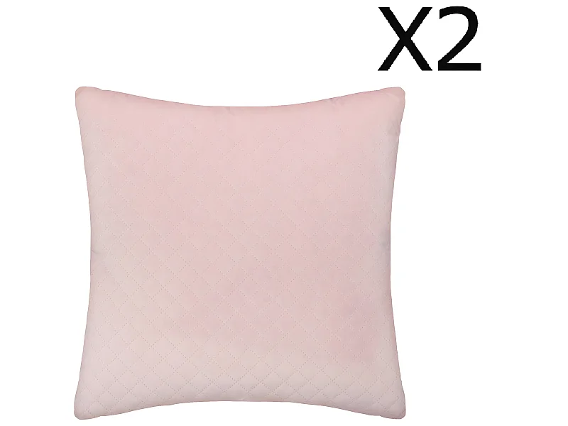 Lot de 2 Coussins rose en velours - 40 x 40 cm