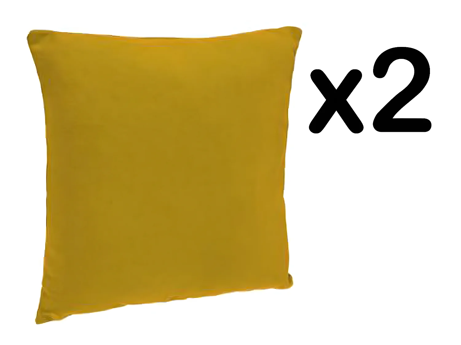 Lot de 2 coussins déhoussables coloris ocre - Dim : 40 x 40 cm
