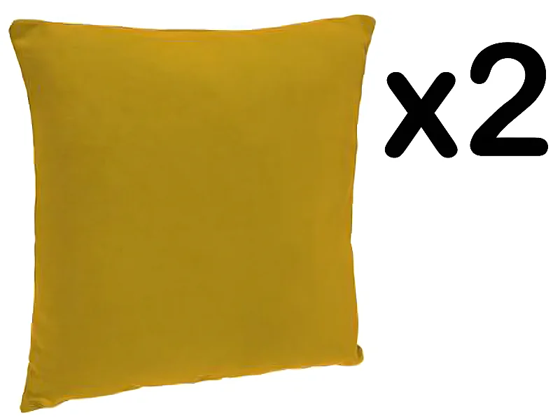 Lot de 2 coussins déhoussables coloris ocre - Dim : 40 x 40 cm