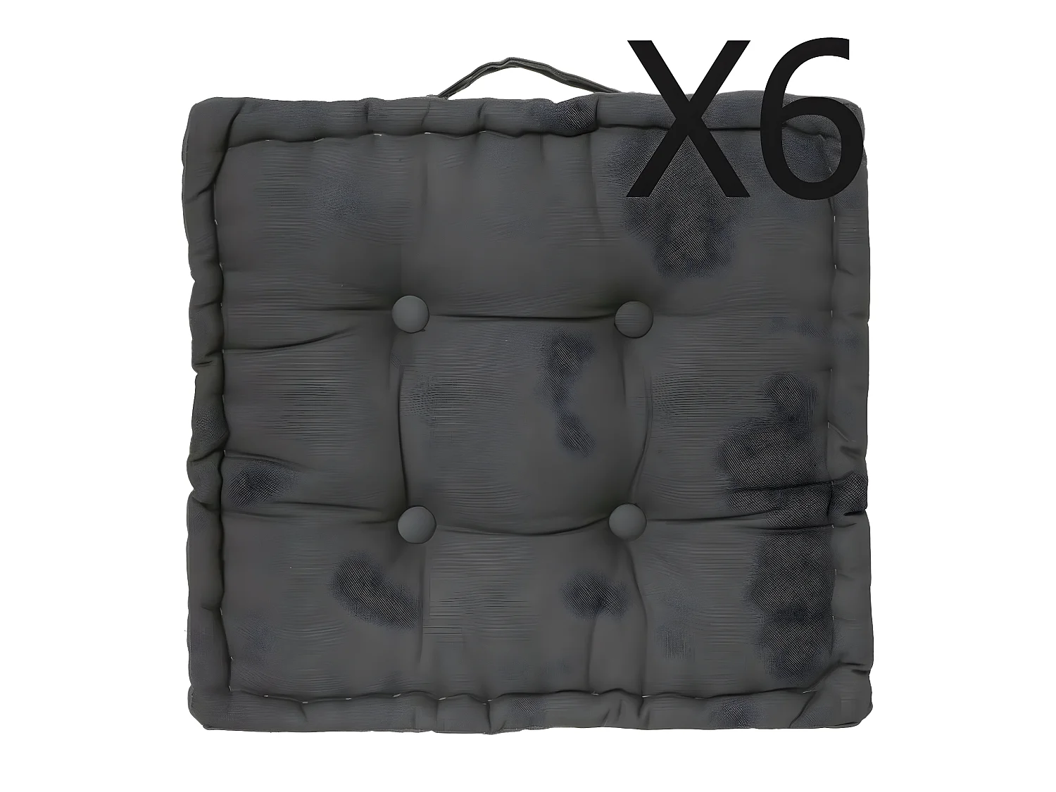 Lot de 6 Coussins de sol en coton très tendance, Coloris Gris Foncé , 40 x 40 x H8 cm