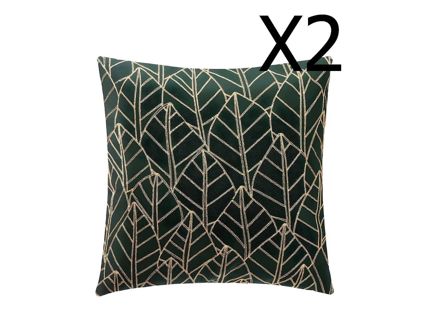Lot de 2 coussins en polyester coloris Vert cèdre - L. 40 x l. 40 cm