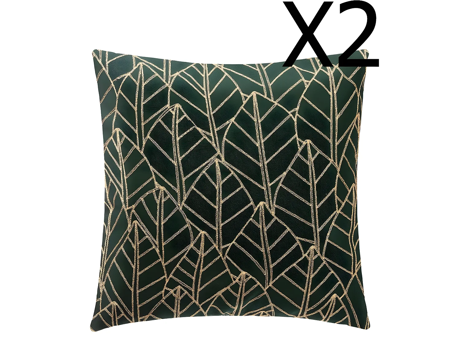 Lot de 2 coussins en polyester coloris Vert cèdre - L. 40 x l. 40 cm